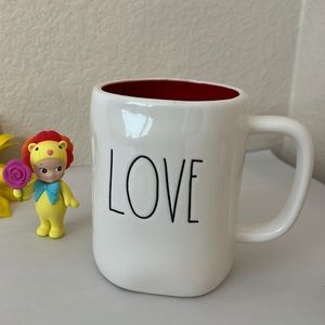 Rae dunn love mug with red detail